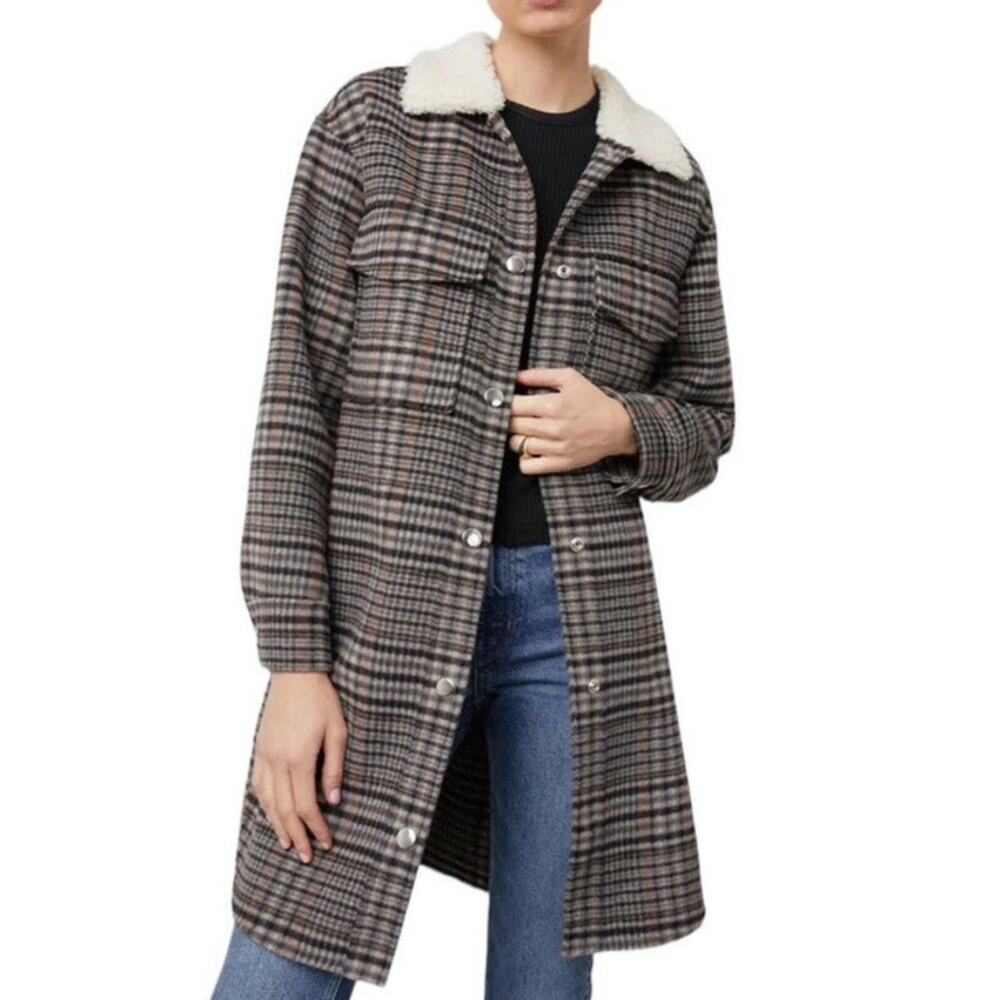 Rails Wool Coat Sz 2X JARO ONYX TAUPE PINK Plaid Winter NWT Grey Cream Shearling